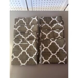 LOT/8 Unbranded Fabric Dinner Napkins‎ Square 16.5x16.5" Olive Green Print